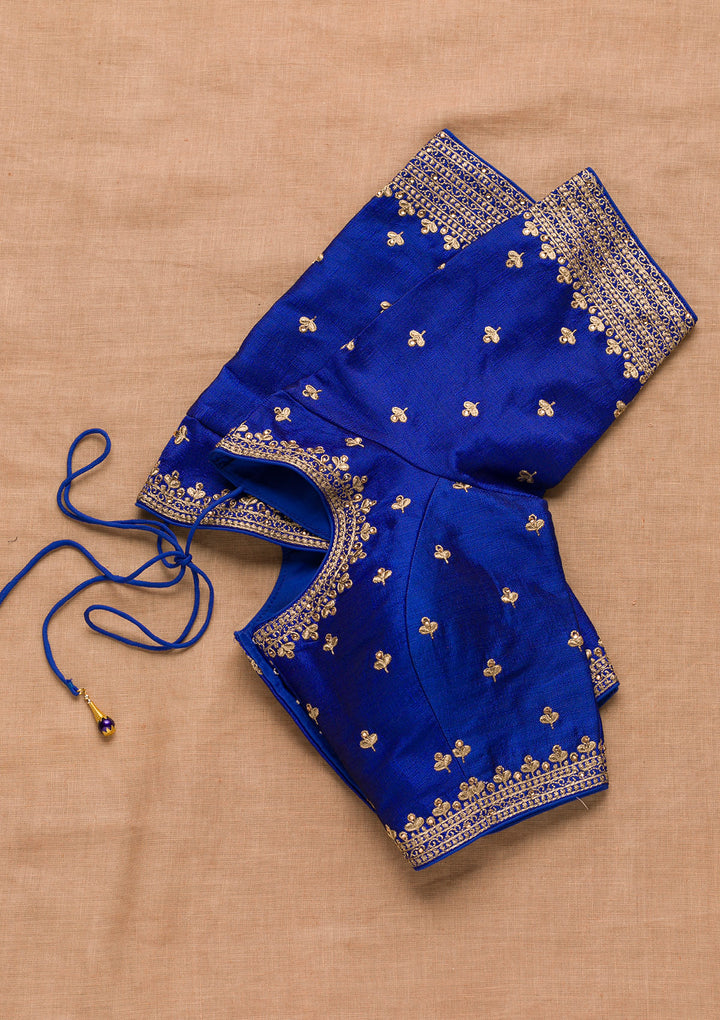 Royal Blue Zariwork Raw Silk Blouse