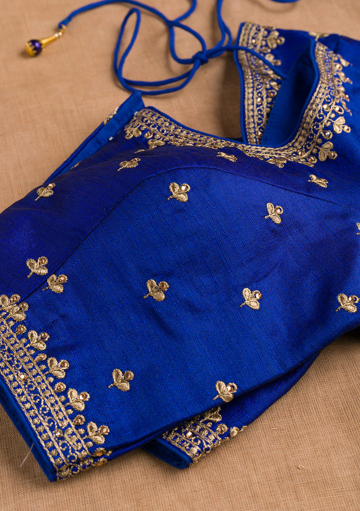 Royal Blue Zariwork Raw Silk Blouse