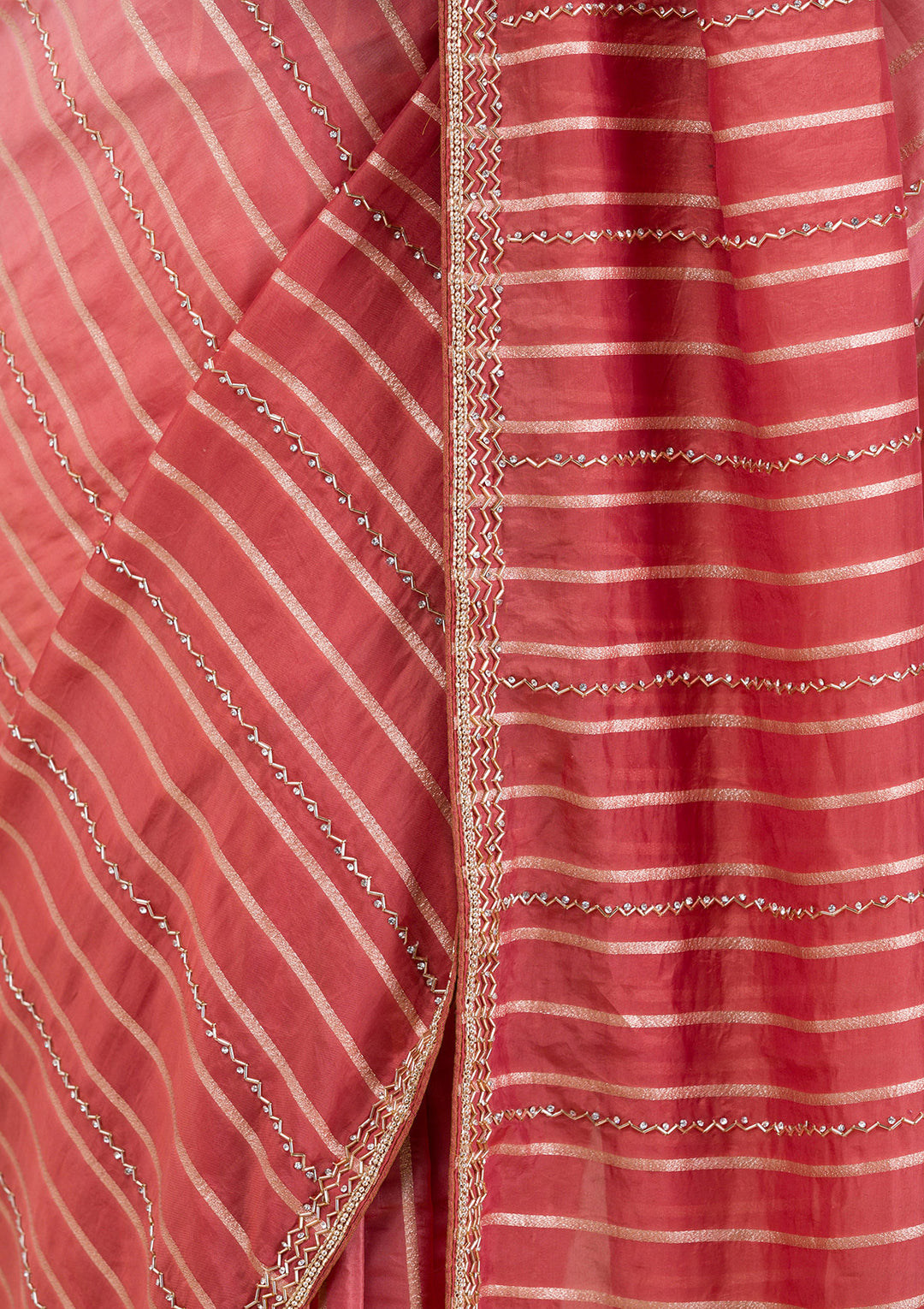 Rust Ombre Organza Saree