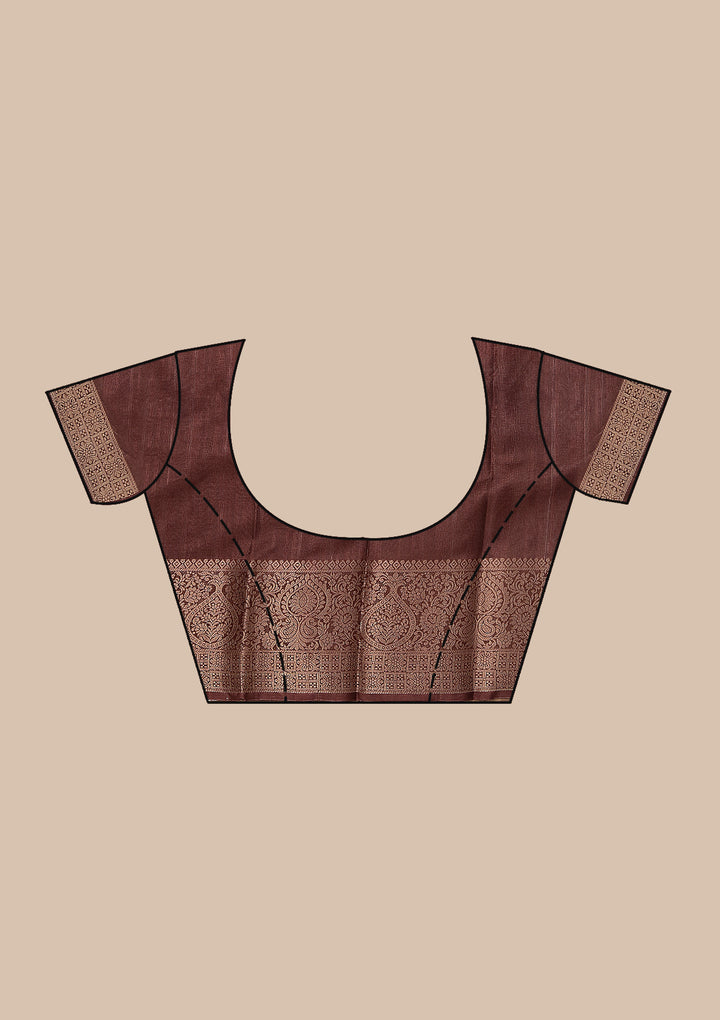 Rust Printed Art Silk Saree