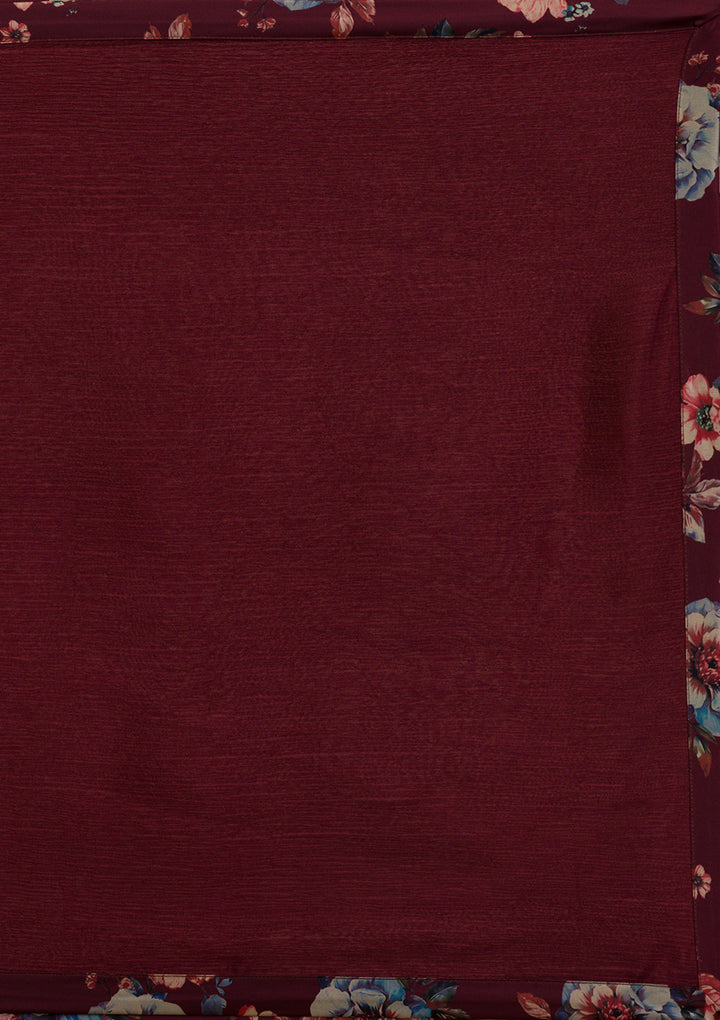 Rust Printed Semi Crepe Readymade Sharara Suit