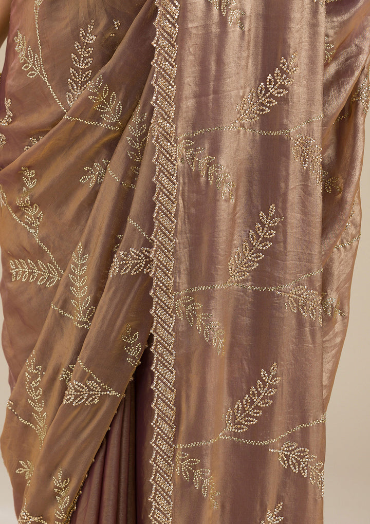 Rust Stonework Satin Saree