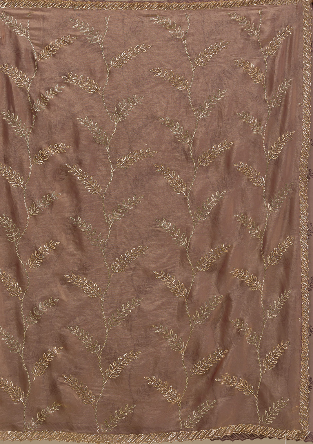Rust Stonework Satin Saree