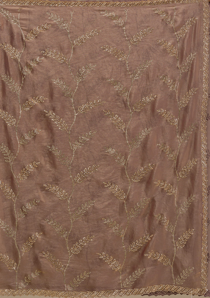 Rust Stonework Satin Saree