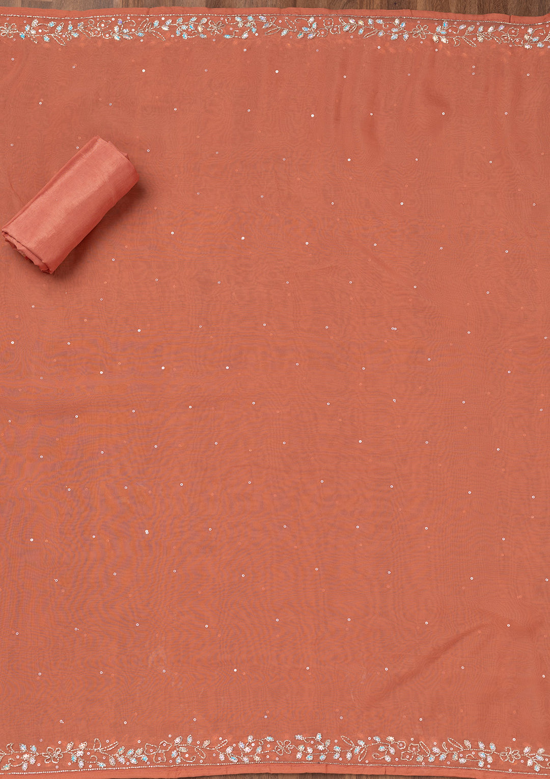 Rust Stonework Tissue Unstitched Salwar Suit