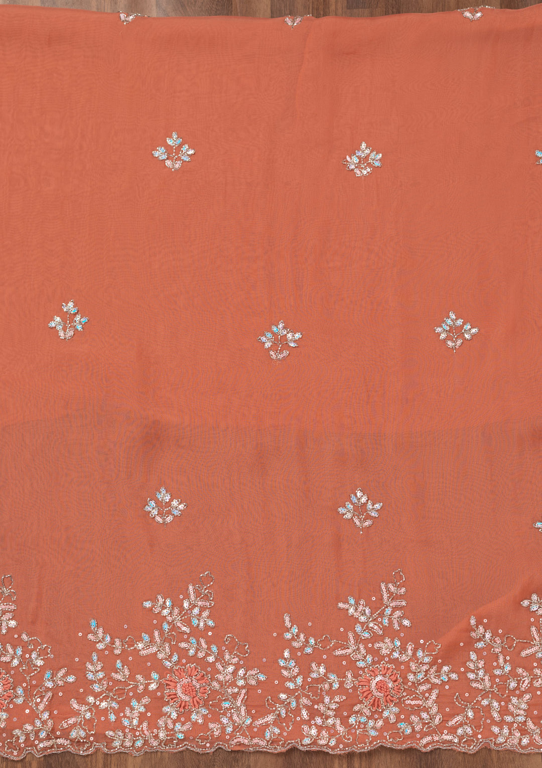 Rust Stonework Tissue Unstitched Salwar Suit