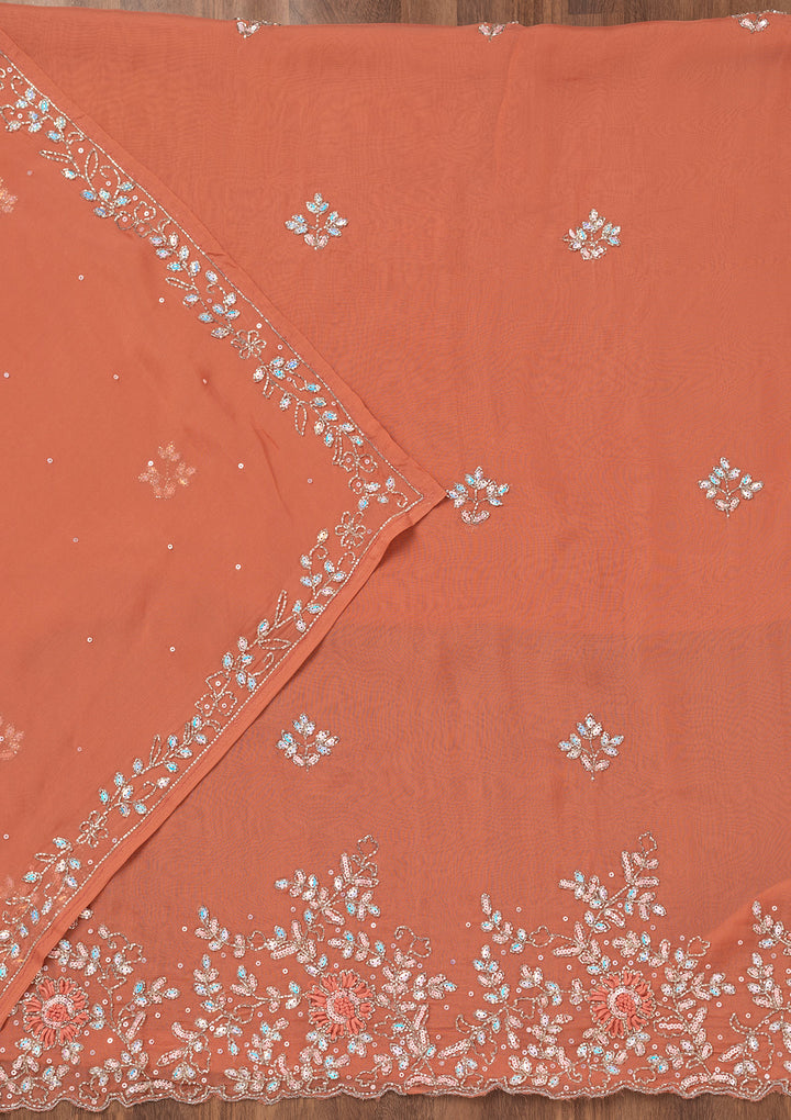 Rust Stonework Tissue Unstitched Salwar Suit