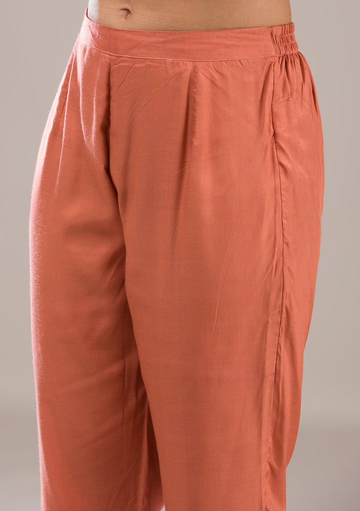 Rust Threadwork Georgette Readymade Salwar Suit