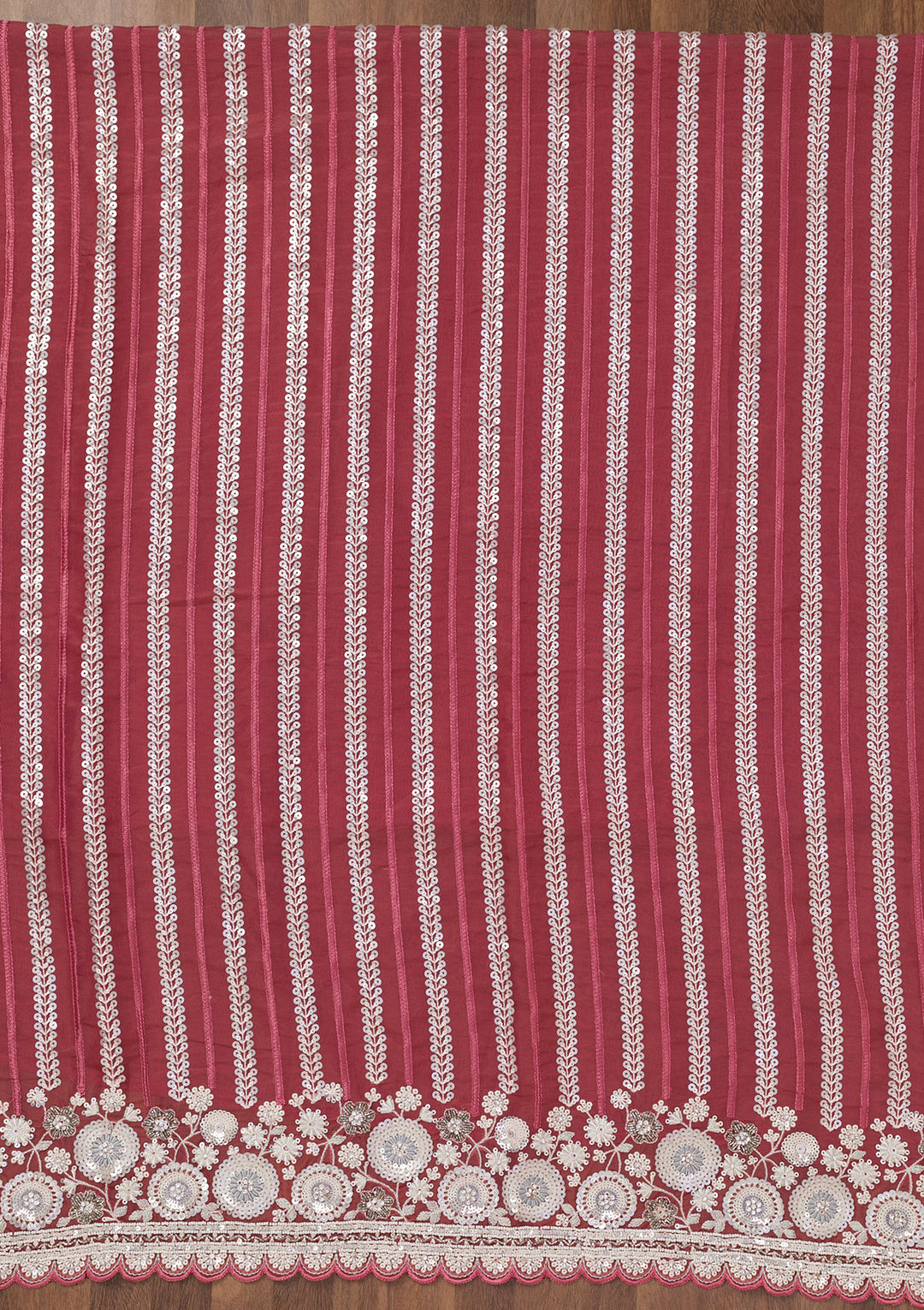 Rust Threadwork Tissue Unstitched Salwar Suit