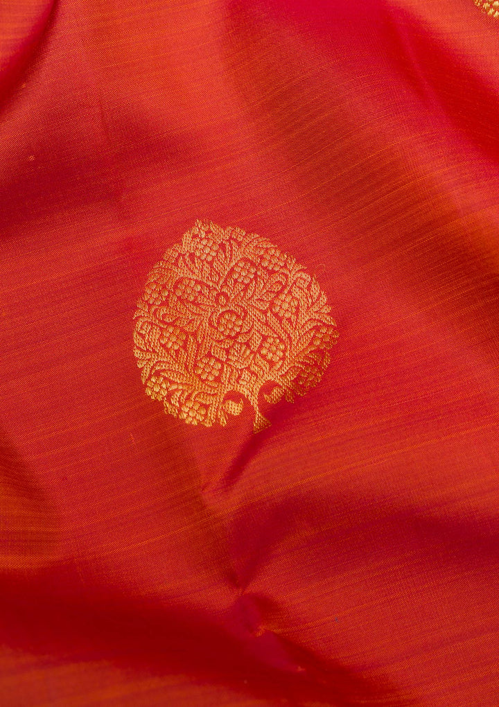 Rust Gold Zariwork Pure Silk Saree
