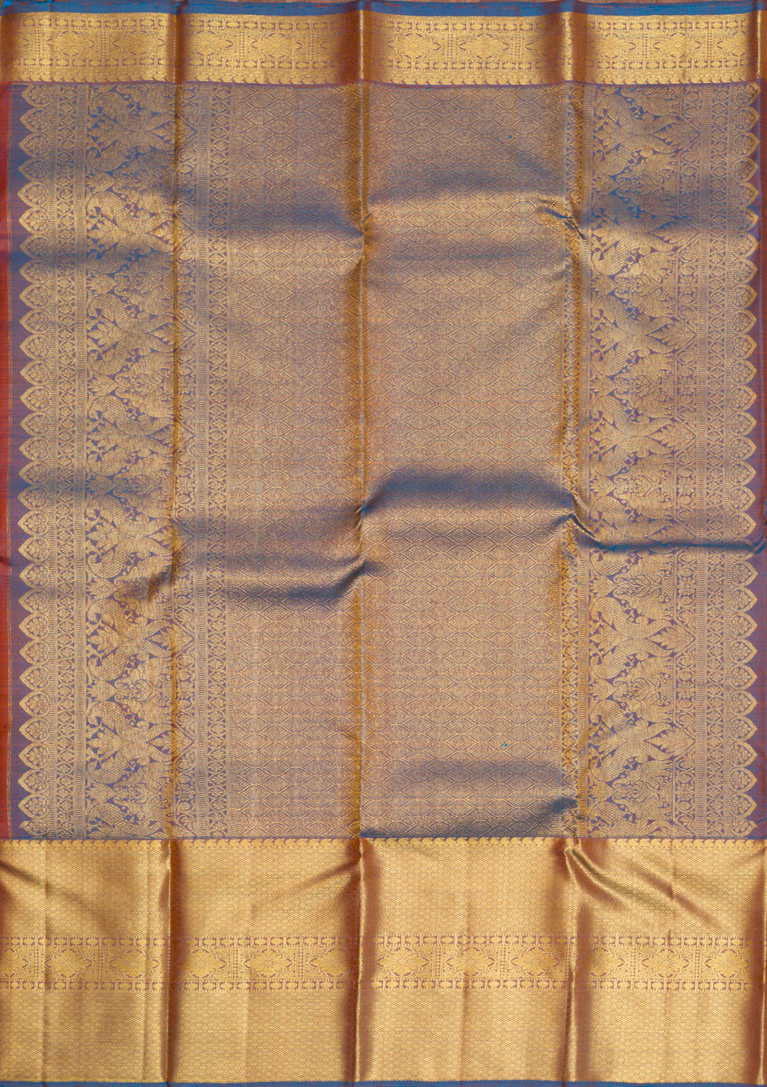Rust Gold Zariwork Pure Silk Saree