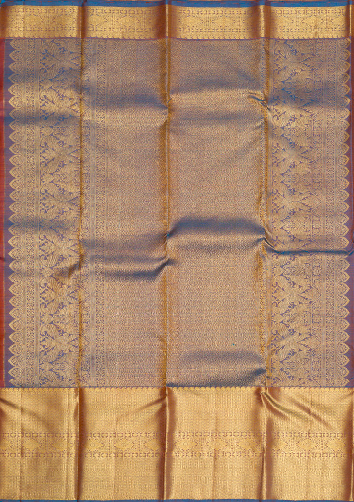 Rust Gold Zariwork Pure Silk Saree