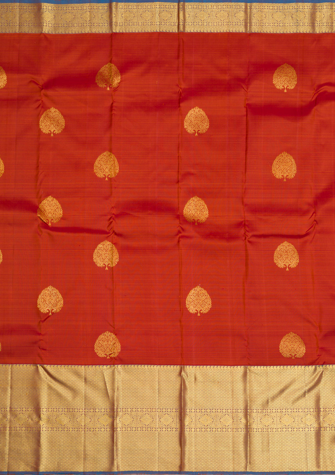 Rust Gold Zariwork Pure Silk Saree