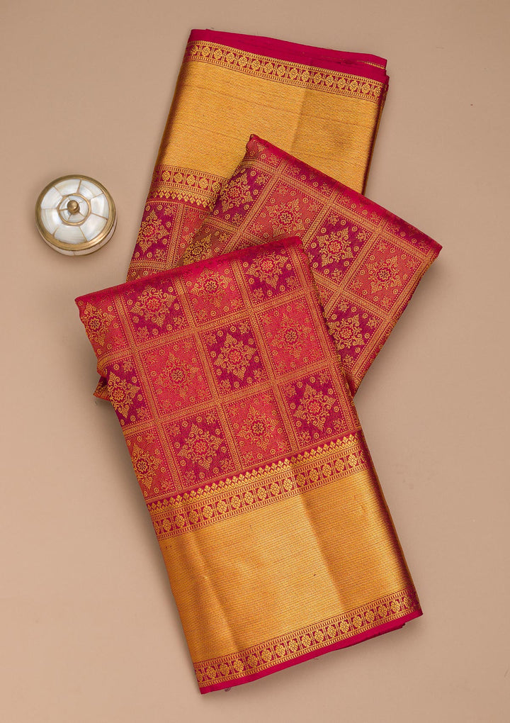 Maroon Zariwork Pure Silk Saree