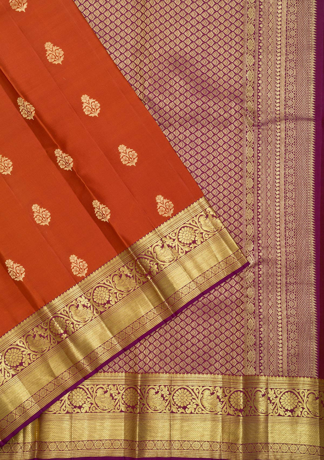 Rust Zariwork Banarasi Pure Silk Saree