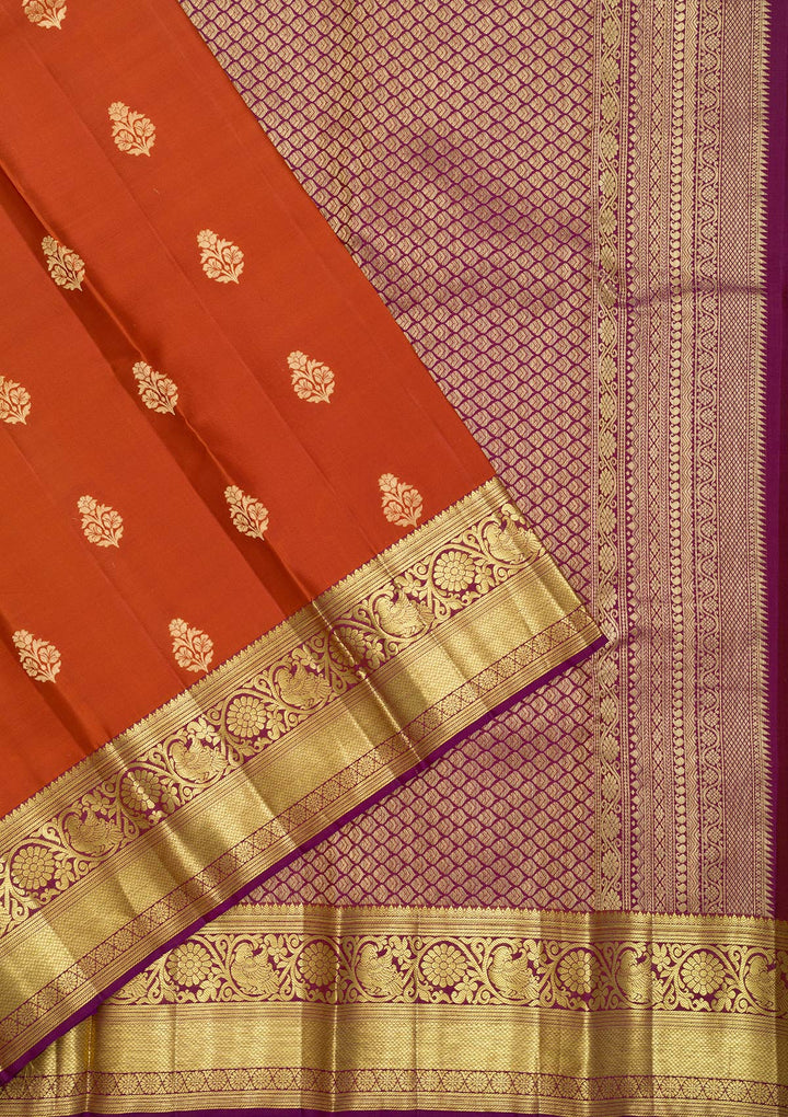 Rust Zariwork Banarasi Pure Silk Saree