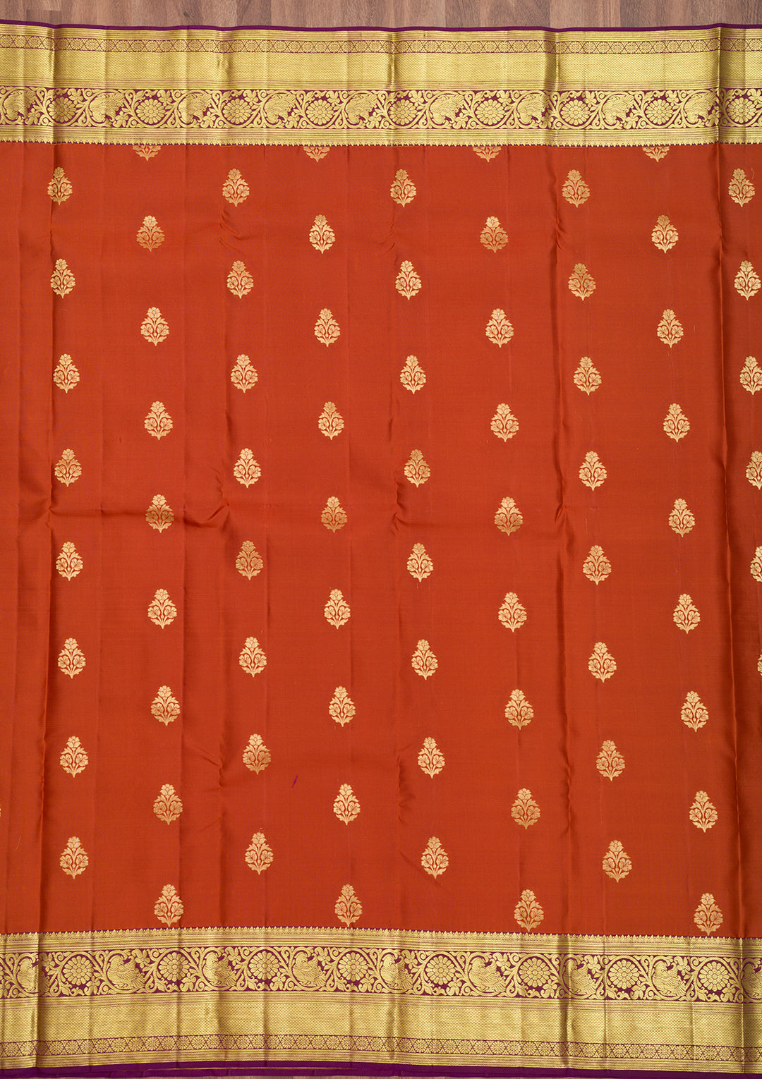 Rust Zariwork Banarasi Pure Silk Saree