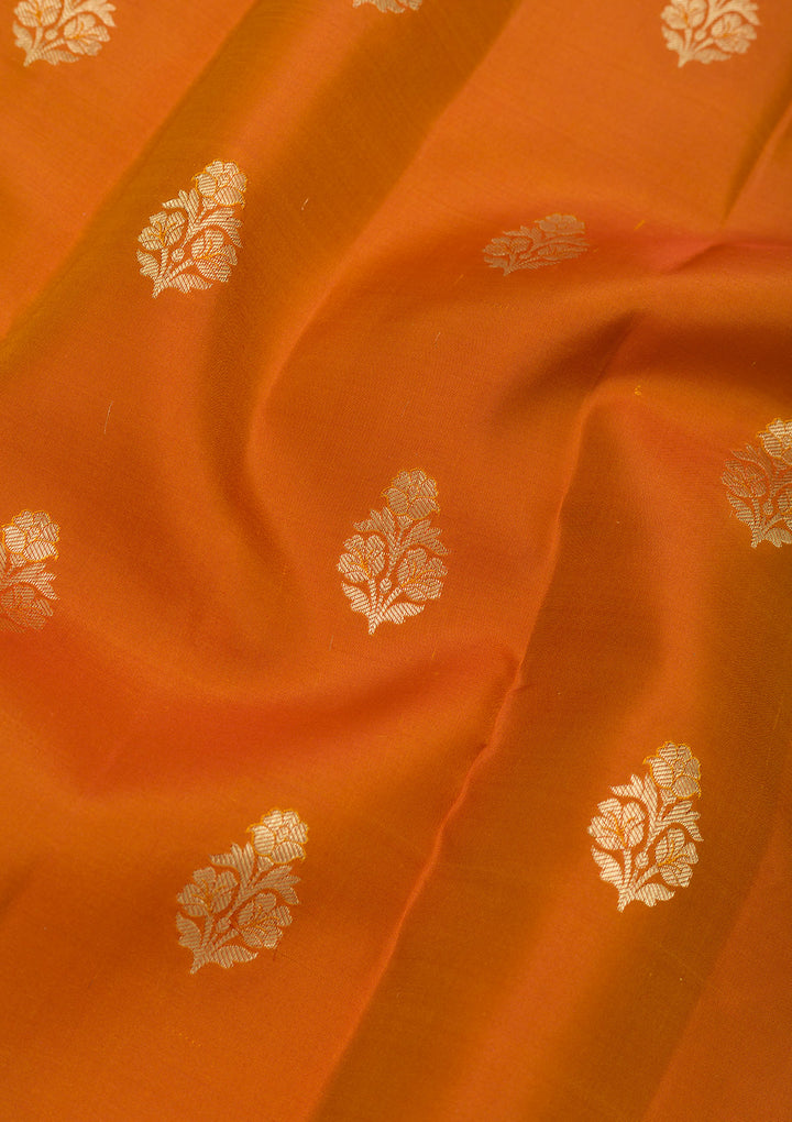Rust Zariwork Banarasi Pure Silk Saree