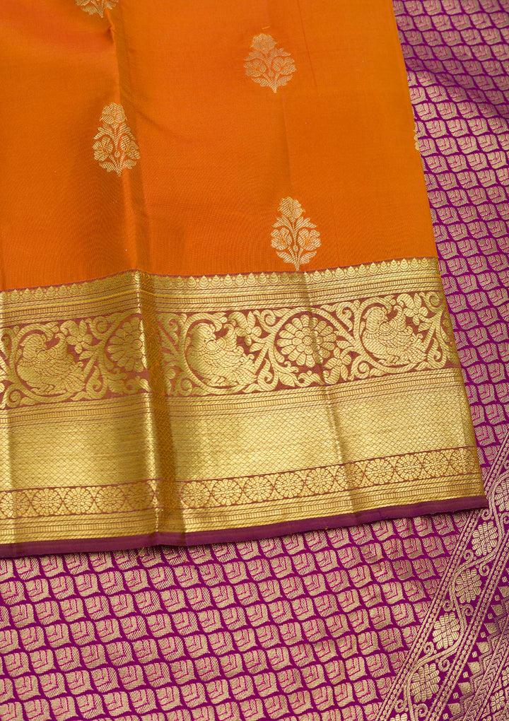 Rust Zariwork Banarasi Pure Silk Saree