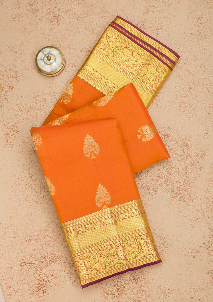 Rust Zariwork Pure Silk Saree