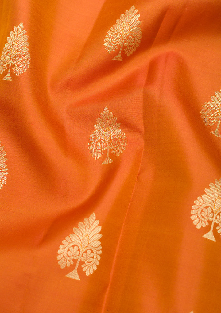 Rust Zariwork Pure Silk Saree