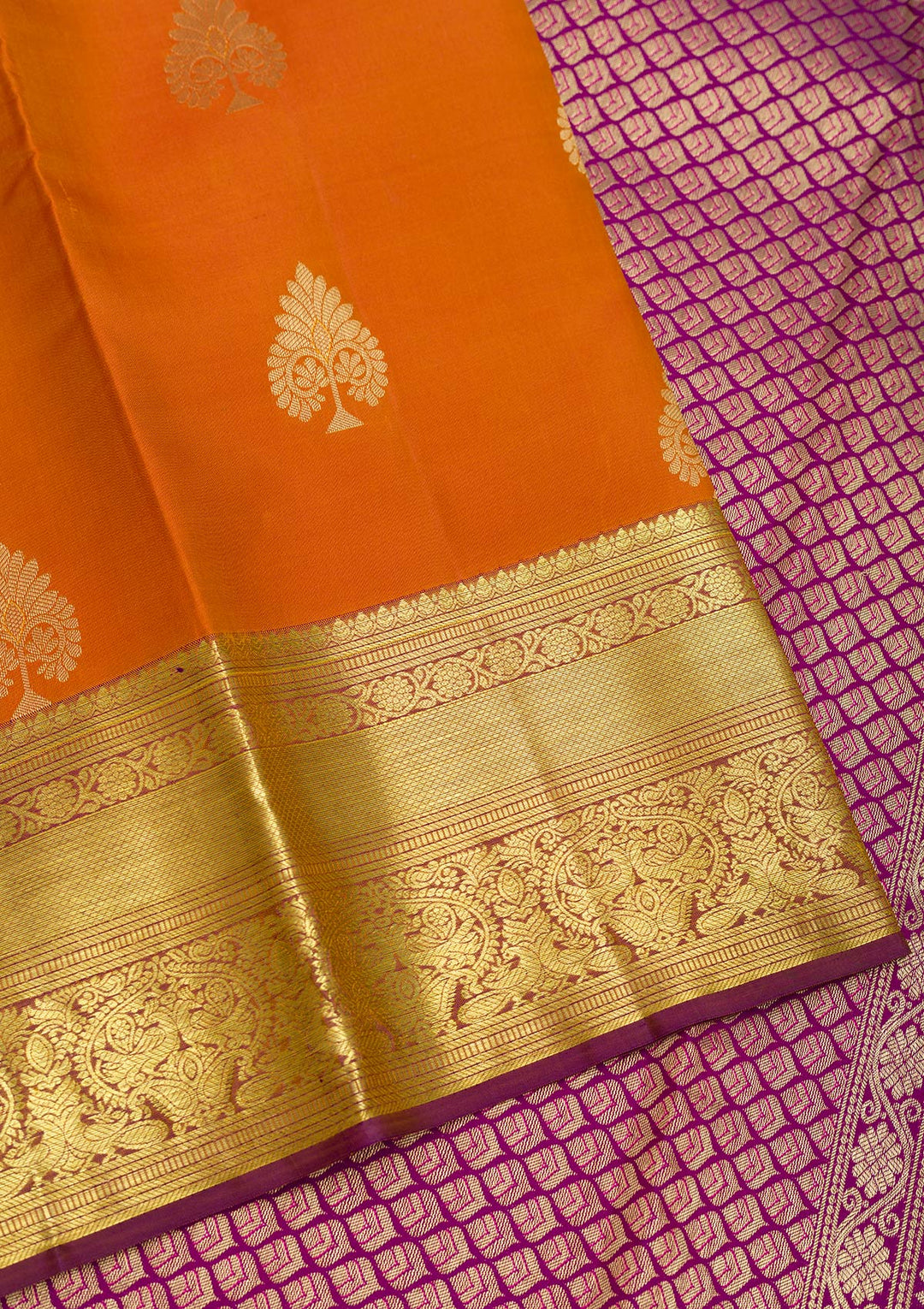 Rust Zariwork Pure Silk Saree