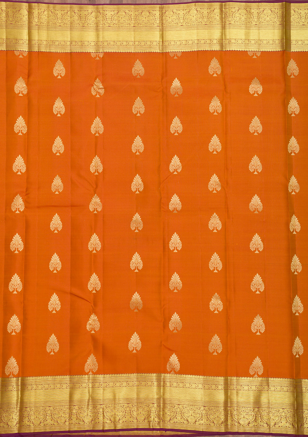 Rust Zariwork Pure Silk Saree