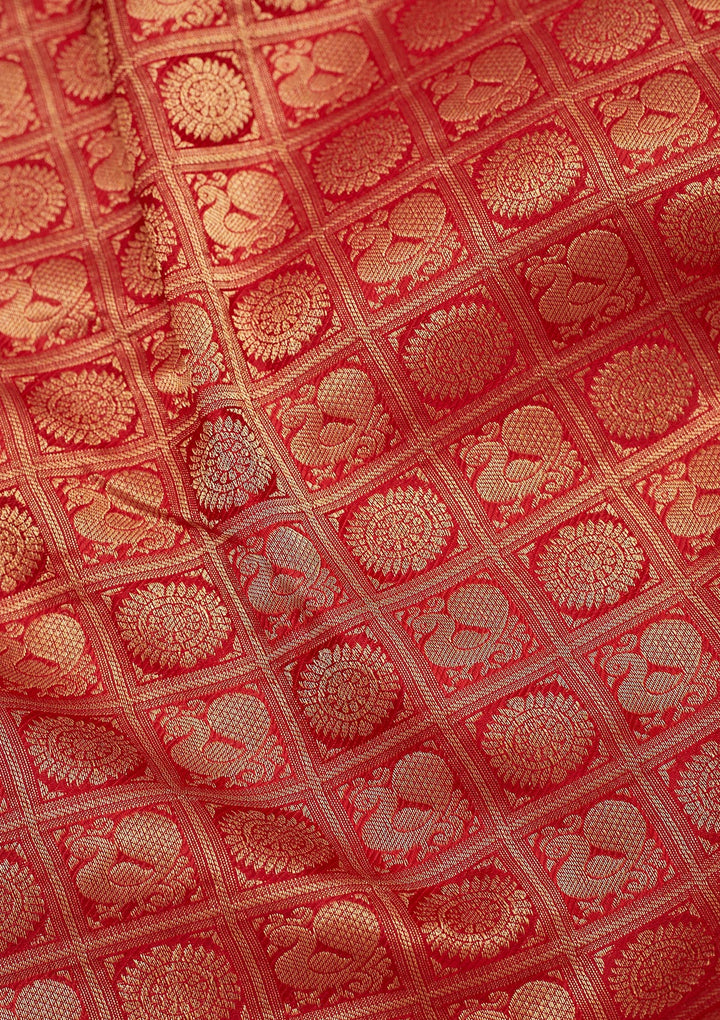 Rust Zariwork Pure Silk Saree
