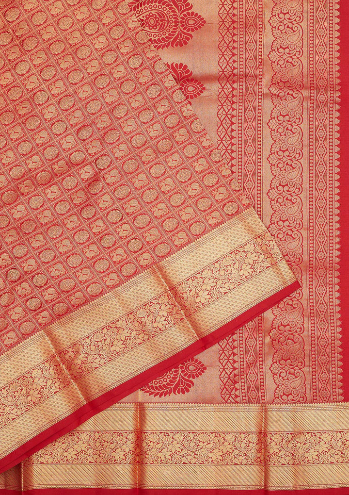 Rust Zariwork Pure Silk Saree