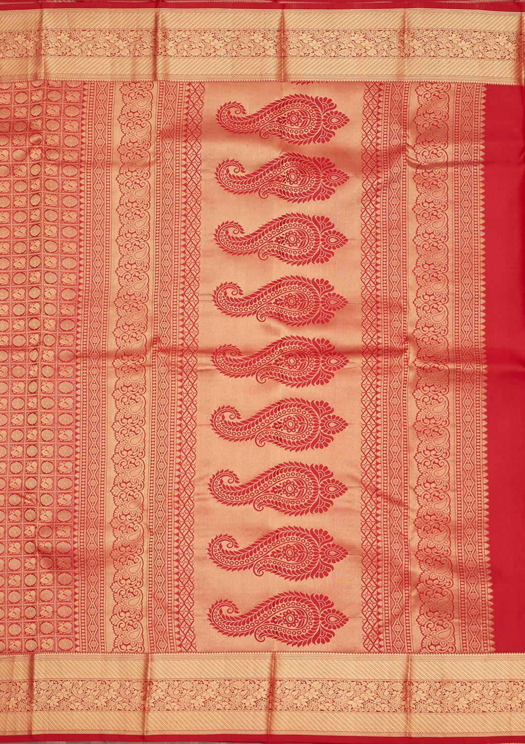 Rust Zariwork Pure Silk Saree