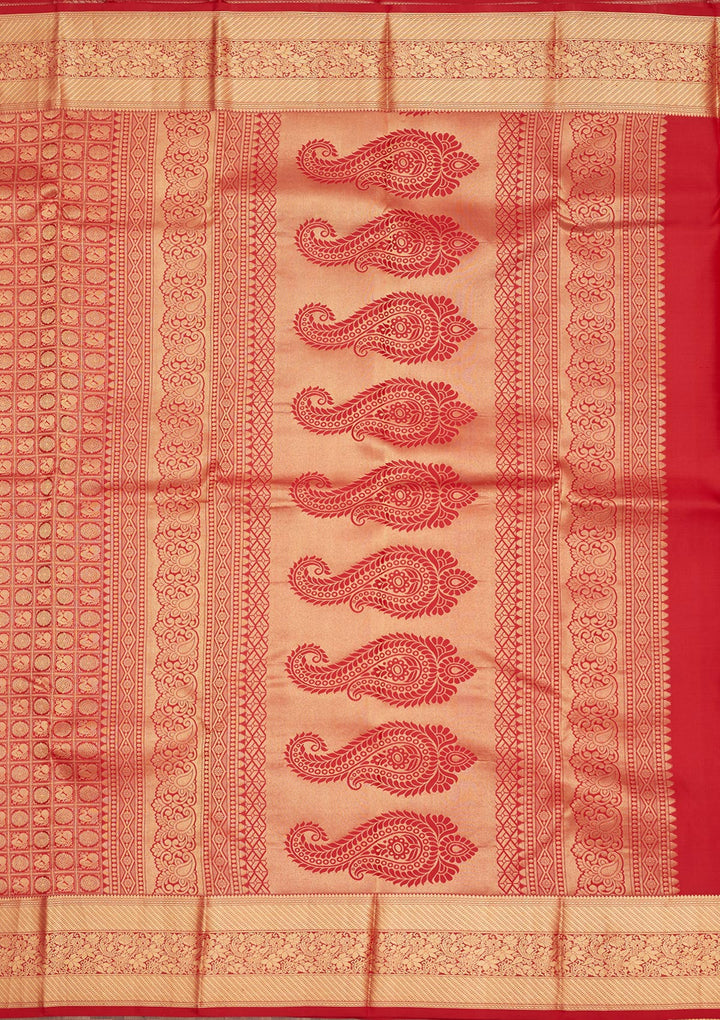 Rust Zariwork Pure Silk Saree