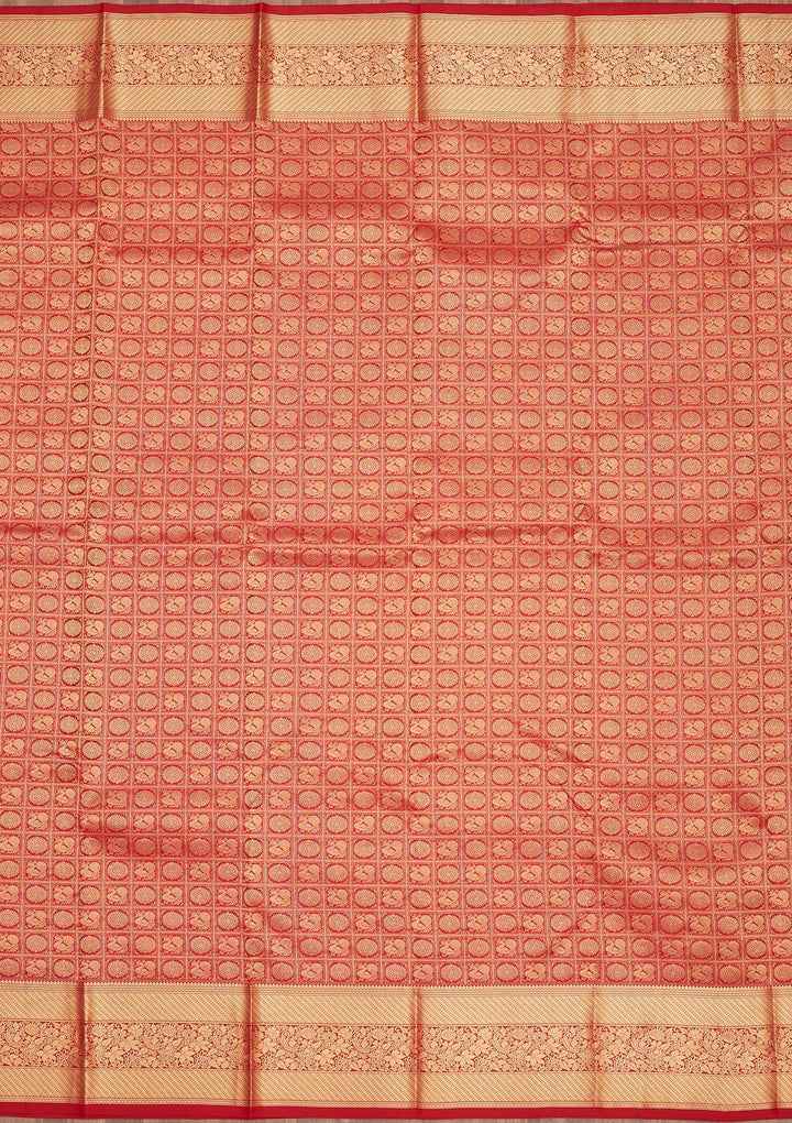 Rust Zariwork Pure Silk Saree