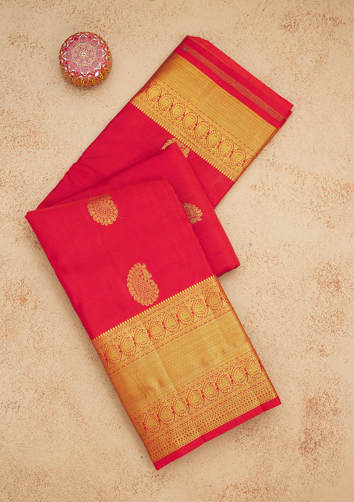 Rust Zariwork Pure Silk Saree