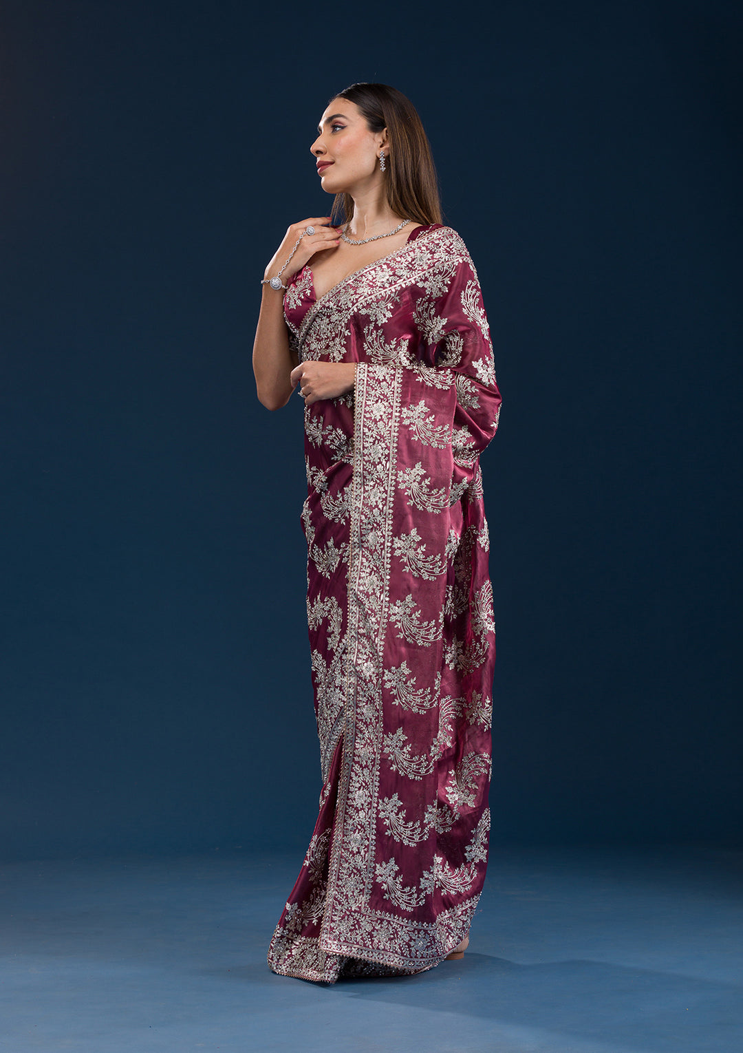 Rust Zariwork Tissue Saree