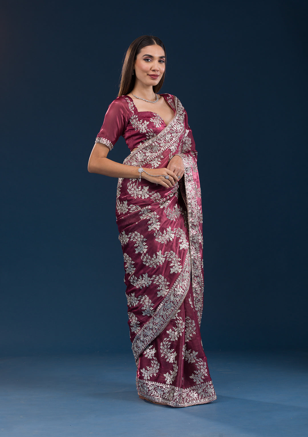 Rust Zariwork Tissue Saree