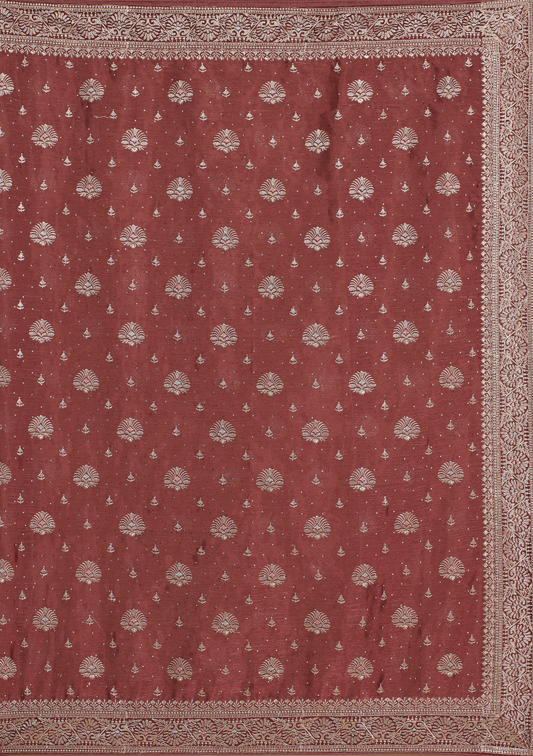 Rust Zariwork Tissue Saree