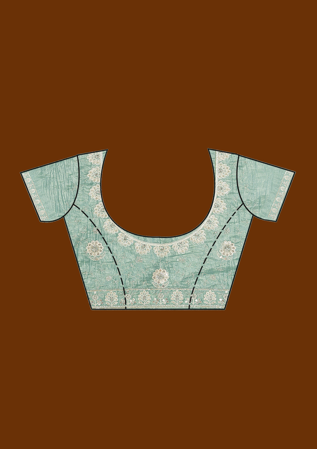 Sea Green Sequins Tissue Saree