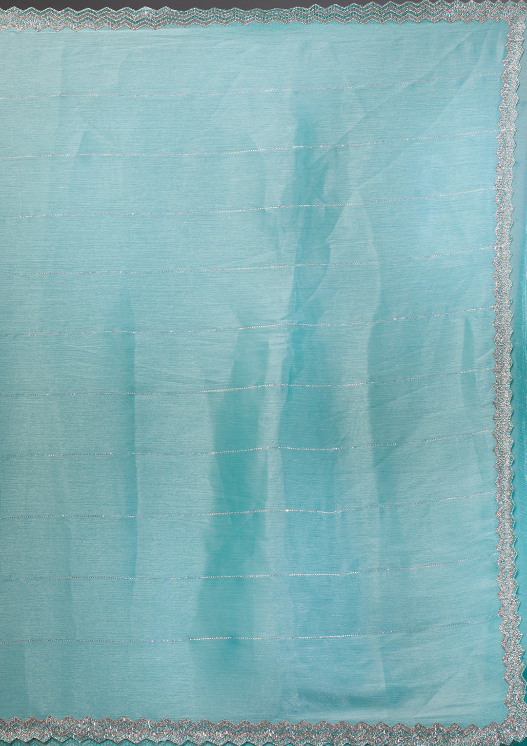 Sea Green Silver Stonework Satin Saree