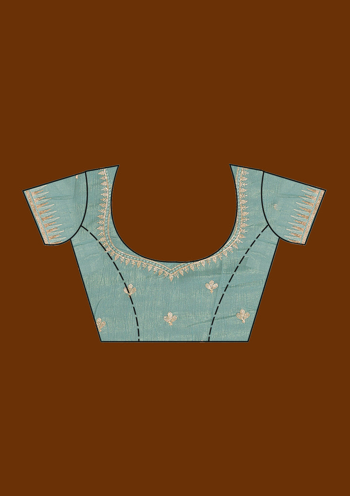 Sea Green Stonework Tissue Saree