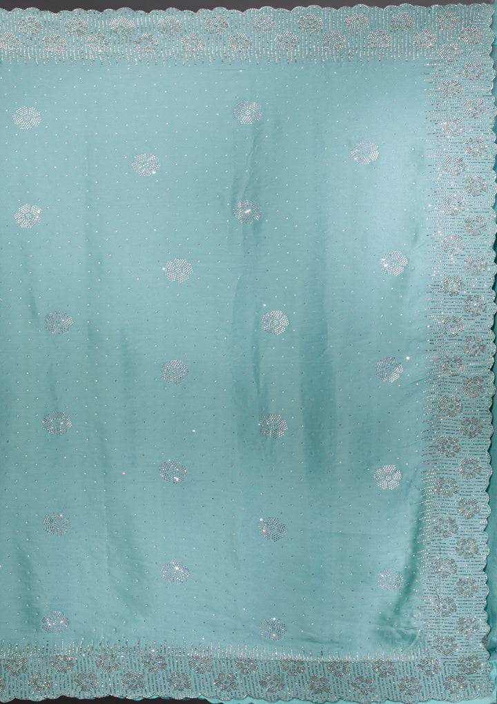 Sea Green Swarovski Satin Saree