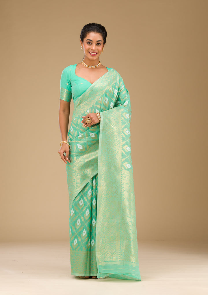 Sea Green Zariwork Art Silk Saree