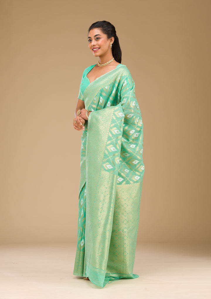 Sea Green Zariwork Art Silk Saree