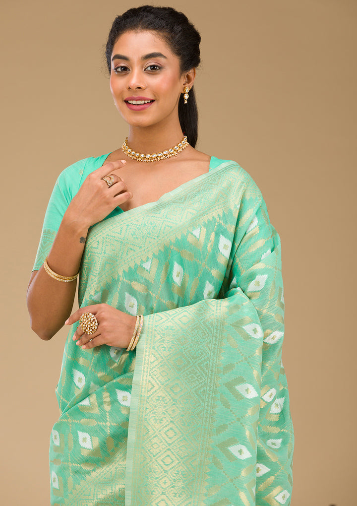 Sea Green Zariwork Art Silk Saree