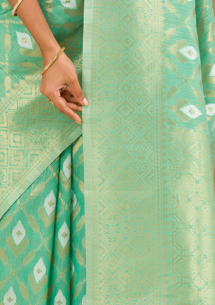 Sea Green Zariwork Art Silk Saree