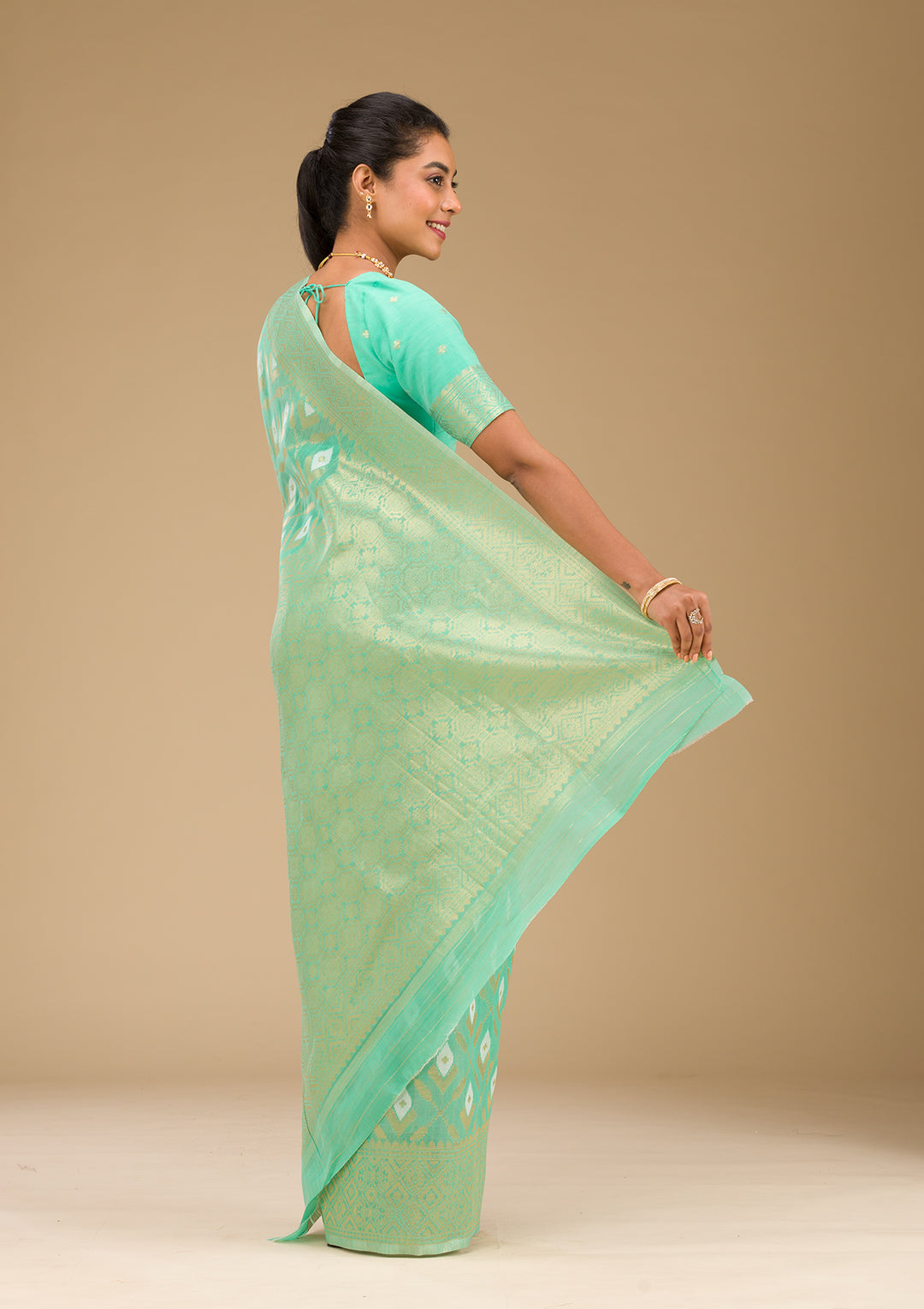 Sea Green Zariwork Art Silk Saree