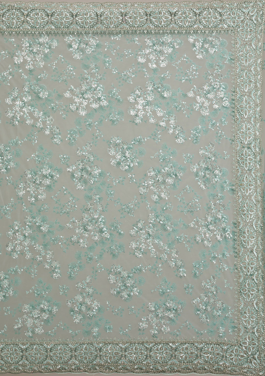 Sea Green Zariwork Net Saree