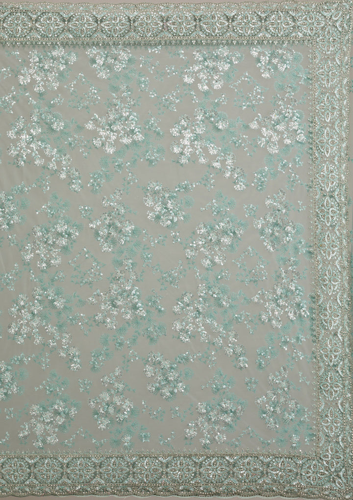 Sea Green Zariwork Net Saree