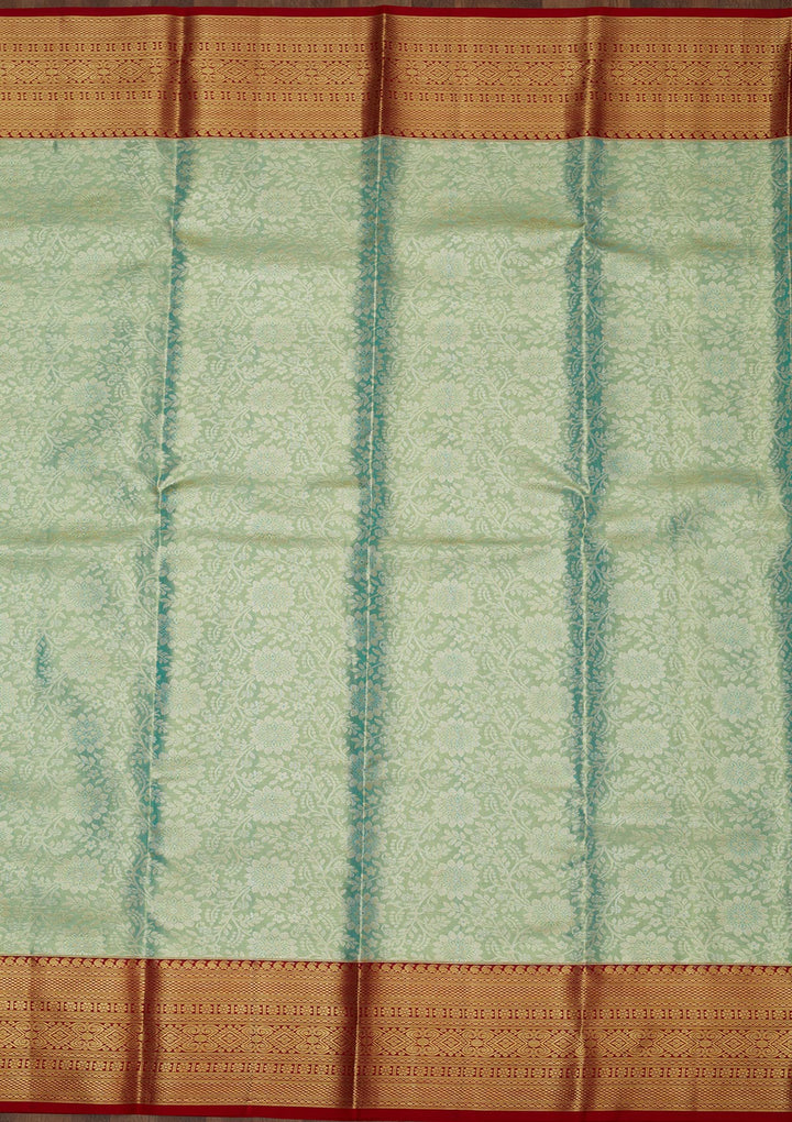 Sea Green Zariwork Pure Silk Saree