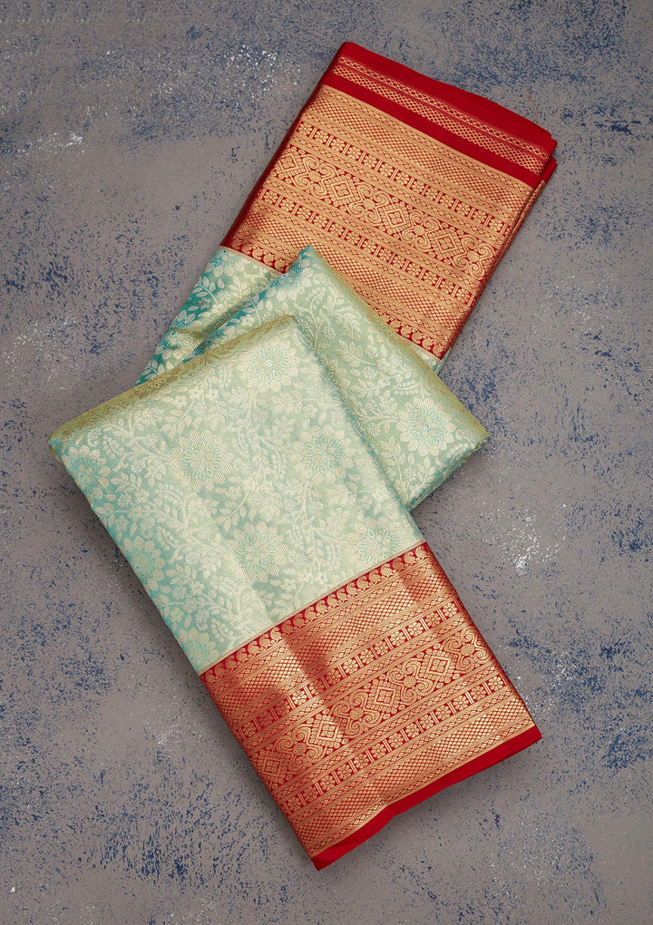 Sea Green Zariwork Pure Silk Saree