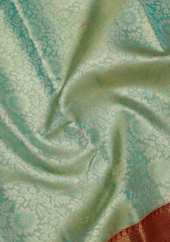 Sea Green Zariwork Pure Silk Saree